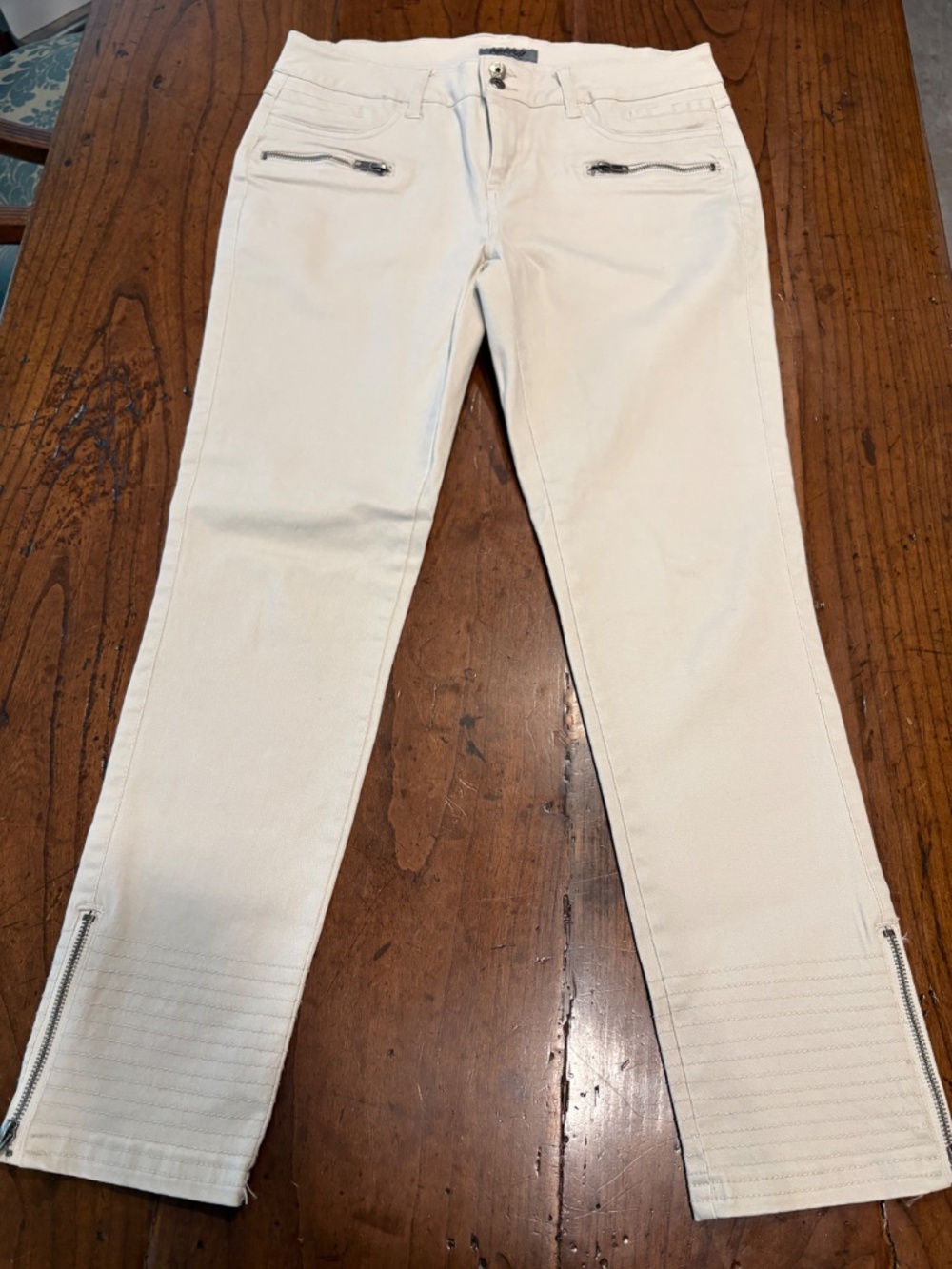 Mason Cream Moto Ankle Zip Jeans Outfit Size 10 EUC